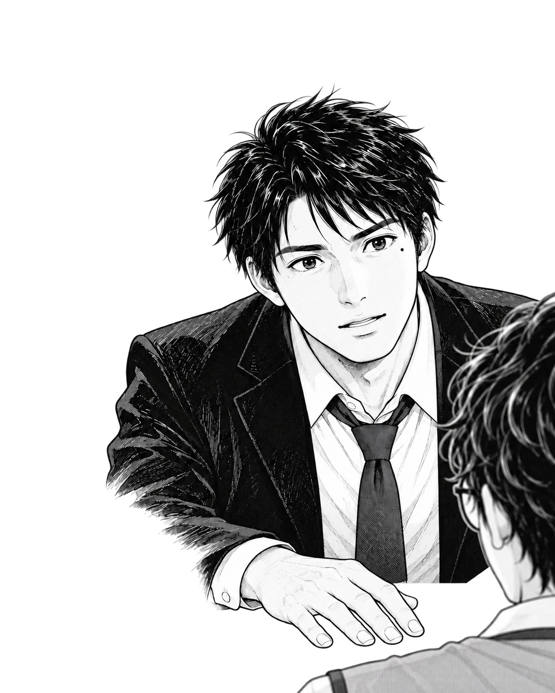 蓮が机に手を置き、晴をまっすぐ見て答え直す。